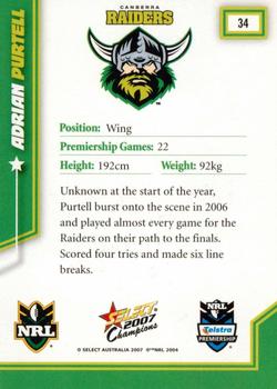 2007 Select Champions #34 Adrian Purtell Back